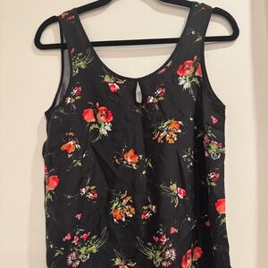 Raquelle Women’s Black Floral Silk Tank Top (Size S)